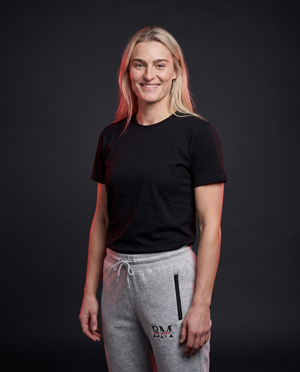 Heather gray joggers on model