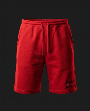 Red BM sweat shorts front
