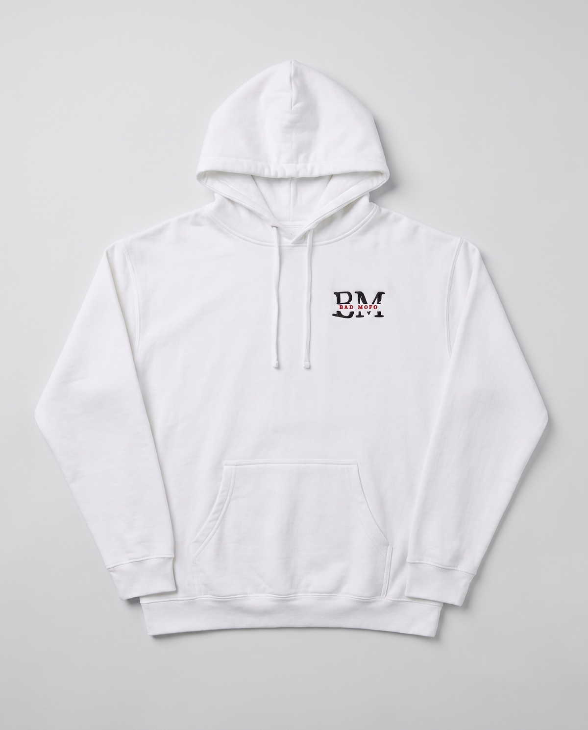 White BM hoodie front - catalog