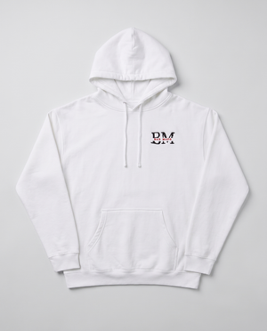 White BM hoodie front - catalog