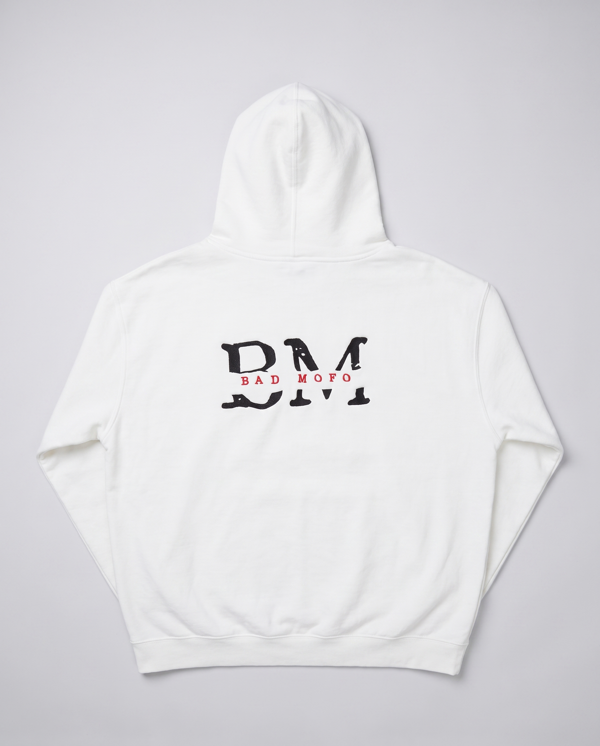 White BM hoodie back - catalog