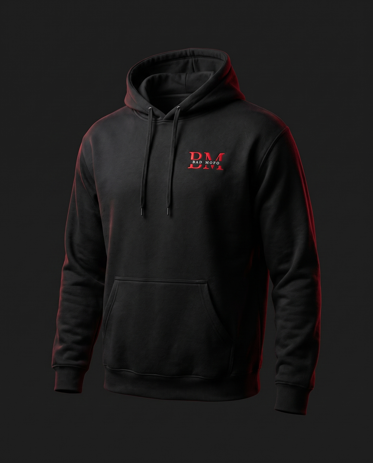 Black BM hoodie hero - dark studio