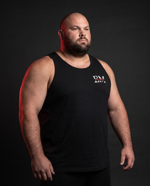 Black BM tank on model - studio