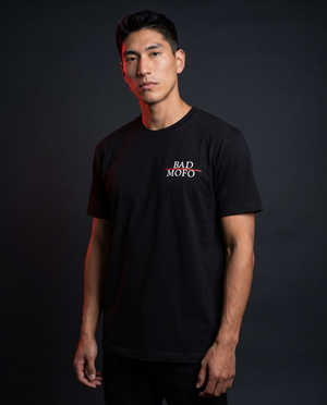 Black Bad MoFo t-shirt on model - studio