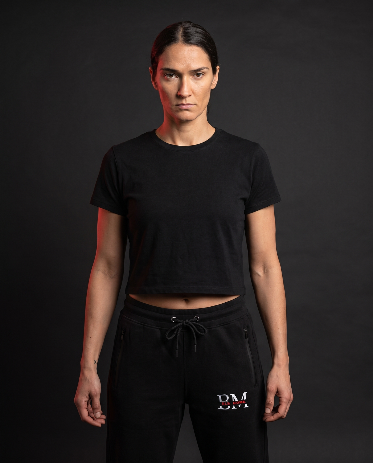 BM joggers on model - studio