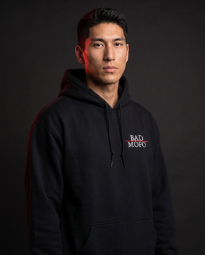 Black sweatshirt on model