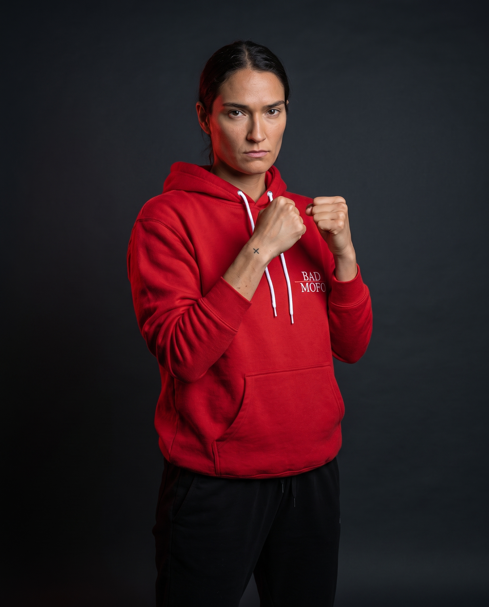 Red sweatshirt - dark studio